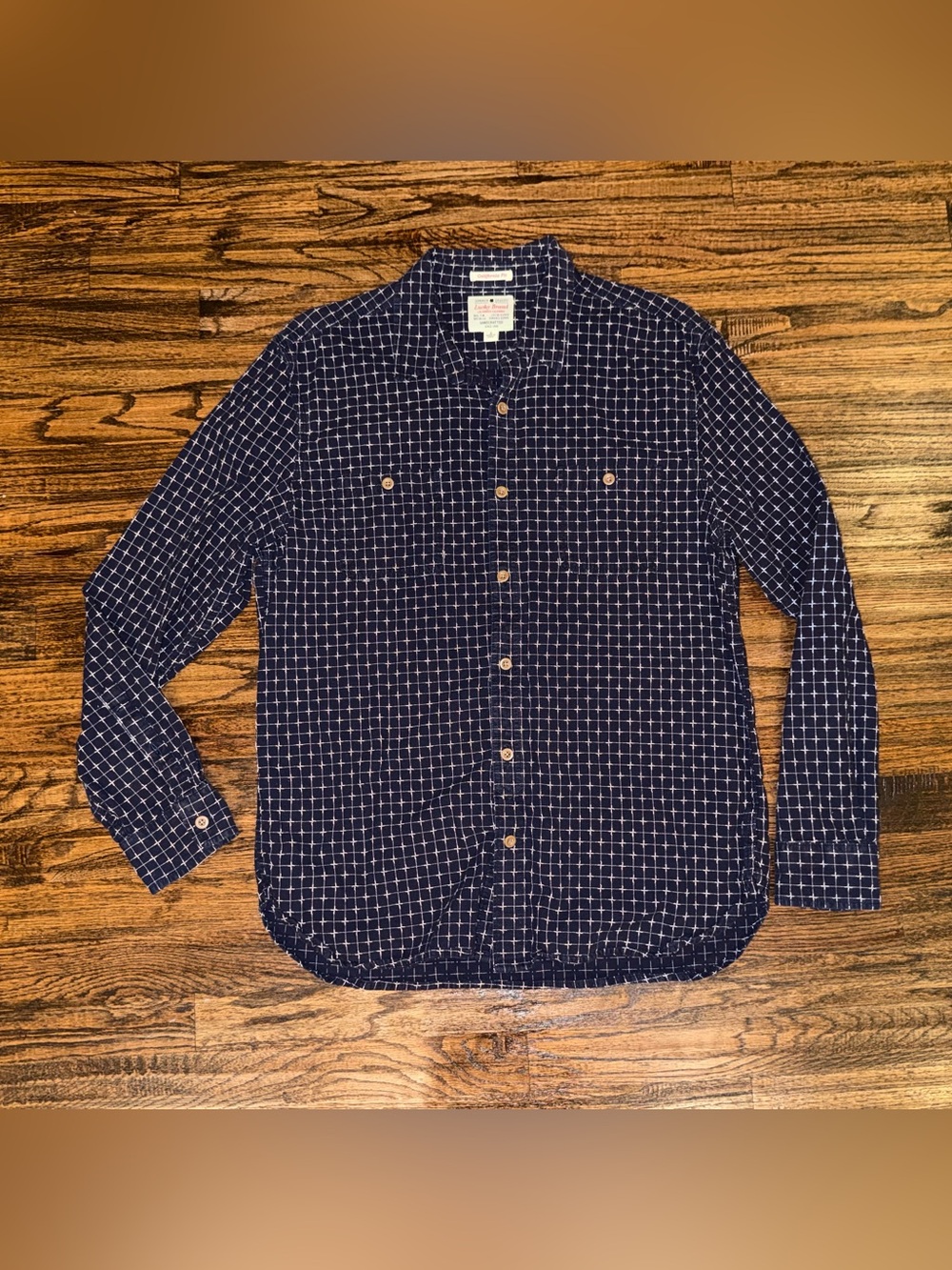 Lucky Brand California Fit Indigo Blue Button Down Shirt Size Large